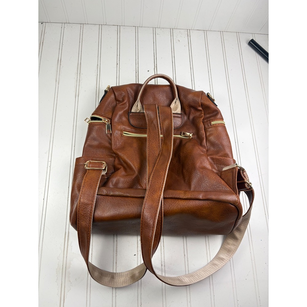 Vintage Y2K Cow Print Boho Western Brown White Faux Leather School Back Pack - Picture 12 of 13